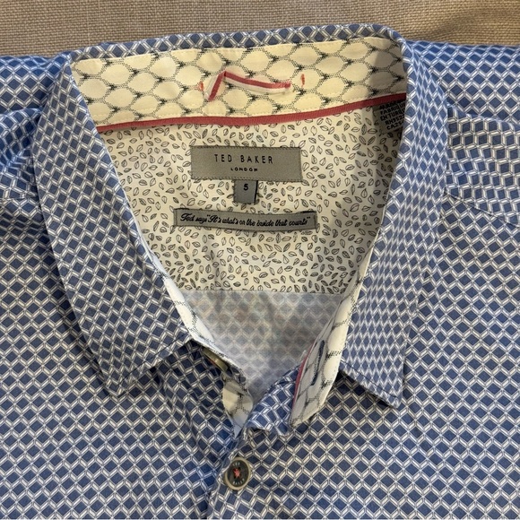 Ted Baker Other - Ted Baker London Blue Geometric Diamond Print Short Sleeve Button Down Shirt XL
